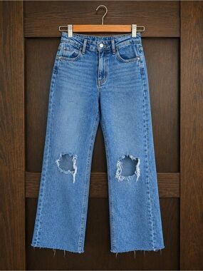 Target Light Blue Distressed Wide-Leg Kids Jeans. Adjustable waist